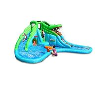 Happy Hop. Aire de jeu gonflable Monsieur Crocodile. Synthèse parfaite entre les classiques Parc Aquatique et Aquafun, ce château gonflable est surmonté d'un personnage plus vrai que nature