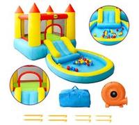 Happy Hop Château Gonflable Avec Toboggan 200x365x190 Cm Pvc