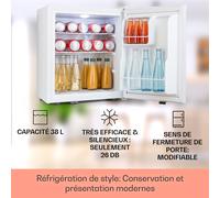 Klarstein mini réfrigérateur pour chambre, mini réfrigérateur pour boissons, snacks et cosmétiques, petit mini bar, réfrigérateur petit et silencieux, étagères réglables, petit réfrigérateur