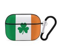 Happy Irish Holidays Coque rigide de protection complète contre les chutes avec porte-clés compatible avec AirPod Pro 2e/1ère génération, LED avant visible, noir