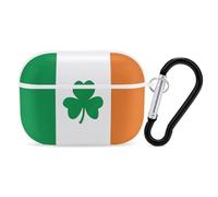 Happy Irish Holidays Coque rigide de protection complète contre les chutes avec porte-clés compatible avec AirPod Pro 2e/1ère génération, LED avant visible, blanc