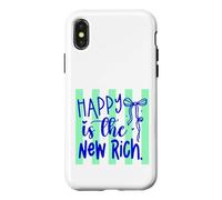Happy is The New Rich Positive Life Citation Coque pour iPhone X/XS