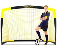 Happy Jump But de Football Pop-Up Pliable - 152 x 110 cm, 1 But, Noir Jaune | Structure Résistante en Fibre de Verre | Idéal pour Le Jardin et Le Parc