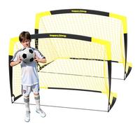 Happy Jump But de Football Pop up Filet de Football Poteau de Football pour Jardin Entraînement de Footballx2 (5'x3.6', Noir + Jaune)