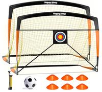 Happy Jump Buts de Football - Filet Pop-Up Extérieur avec Cibles, Ballon, Pompe, Cônes - 5x3.6 FT BO Pro