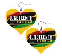 Happy Juneteenth Day Freedom 1865 boucles d'oreilles en cuir pour femmes balancent boucle d'oreille goutte coeur pendentif avec crochet cadeaux pour fille adulte