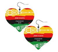 Happy Juneteenth Day Freedom 1865 boucles d'oreilles en cuir pour femmes balancent boucle d'oreille goutte coeur pendentif avec crochet cadeaux pour fille adulte
