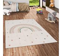Happy Kids Tapis Enfant Rainbow Crème - Doux, Résistant & Testé Contre les Substances Nocives - Structure en Relief, 100% Polypropylène, Facile d'Entretien, Antidérapant - Idéal pour Chambre d'Enfant