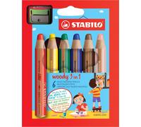 Happy Kidz Crayons de couleur Stabilo Woody Set de 6 avec taille-crayon 21404156059