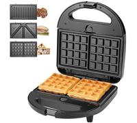Happy-KotiCidsin Gaufrier multifonction Croque Monsieur Grill et Gaufrier 3 en 1 Grande Puissance de 750W Noir