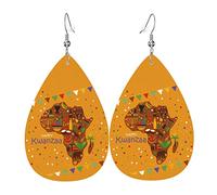 Happy Kwanzaa boucles d'oreilles de vacances du patrimoine africain pour femmes filles en cuir bijoux légers boucles d'oreilles pendantes en forme de larme