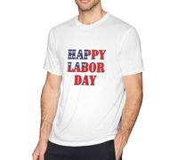 Happy Labor Day Men's T-Shirt Tees Short Workout Tops Casual Black Manches Courtes(3X-Large)