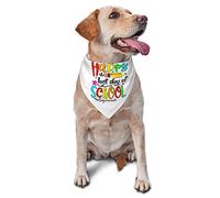 Happy Last Day of School Printemps Chien Bandanas Garçon en Vrac Chiot Foulard Réglable Doux Triangle Bavoirs Accessoires pour Petits Moyens Grands Chiens Chats Blanc