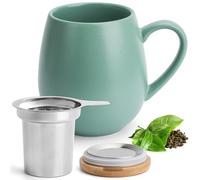 Happy Lemuro Tasse à thé avec couvercle et passoire - 550 ml - grande tasse à thé - avec infuseur - taille XXL - accessoire de thé (Mint)