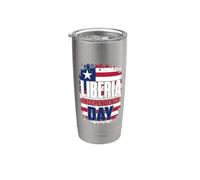 Happy Liberia Independence Day | Drapeau Libérien vieilli Gobelet isotherme en acier inoxydable double paroi