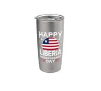 Happy Liberia Independence Day | Drapeau Libérien vieilli Gobelet isotherme en acier inoxydable double paroi