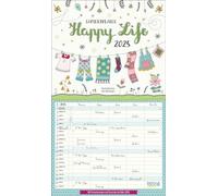 Happy Life 2025: Familienplaner, 5 große Spalten. Mit Ferienterminen, extra Spalte und Vorschau bis März 2026. Format: 27 x 46 cm