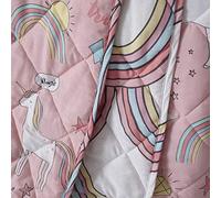 Happy Linen Company Couvre-lit matelassé réversible - Fille/Enfant - Motifs Licornes/arcs-en-Ciel - Rose