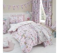 Happy Linen Company Filles Garçons Enfants Forêt Enchantée Licorne Rose Lit de Bébé Lit Réversible Doux Facile d'entretien Linge de Lit Housse de Couette Ensemble de Literie avec Taie d'oreiller