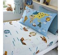 Happy Linen Company Filles garçons Enfants World Explorer Bleu lit de bébé réversible Paire supplémentaire de taies d'oreiller pour Tout-Petits