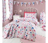 Happy Linen Company Parure de lit réversible avec housse de couette et taie d'oreiller Motif cœurs Rose
