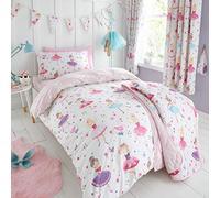 Happy Linen Company Parure de lit réversible - Enfant - Motif Danseuses étoiles - Rose - lit 1 Personne