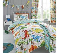 Happy Linen Company Parure de lit réversible - Enfant - Motifs Dinosaures Mignons - lit 1 Personne