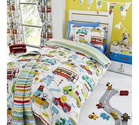 Happy Linen Company Parure de lit réversible - Motifs Animaux échappés du Zoo - Enfant - Blanc - lit 1 Personne
