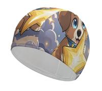 Happy Little Dog Bonnet de bain haute élasticité pour cheveux longs et courts Bonnet de douche confortable pour réduire la traînée et protéger les poils