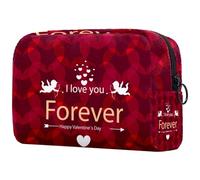 Happy Love Forever Trousse à cosmétiques pour femme, trousse de toilette de voyage, grande pochette de maquillage pratique avec fermeture éclair, multicolore, 18.5x7.5x13cm/7.3x3x5.1in, Trousse de