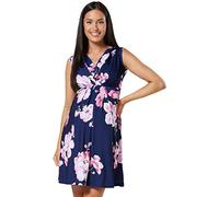HAPPY MAMA Femme. Robe Patineuse maternité d'allaitement. sans Manches. 808p (Marine avec de Fleurs, 46, 3XL)