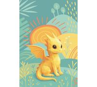 Happy Meadow Dragon || Lined Notebook, 6x9, 120 Pages: A bright and sunny writing space with a playful dragon among rolling hills