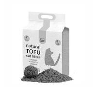 Happy Meow Litière de Tofu pour Chats (6L/2,5kg) Naturel et biodégradable -Agglomérant instantané, Faible en poussière, contrôle des odeurs, Ultra Absorbant, jetable dans Les Toilettes Charbon Actif