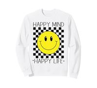 Happy Mind Happy Life 70s Visage Souriant à Carreaux Sweatshirt