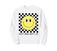 Happy Mind Happy Life 70s Visage Souriant à Carreaux Sweatshirt
