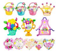 Happy Mother's Day Balloons, 12pcs Ballons Happy Mother`s Day, Ballons Décoration Fête Des Mères, Balloons en Aluminium Mères, Rose Fête des Mères Décoration Ballon (Couleur B)