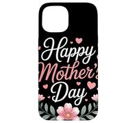Happy Mother's Day Floral Cœurs Couronne Fleurie Maman Coque pour iPhone 15