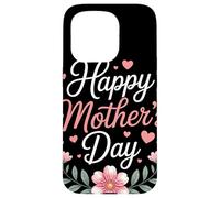 Happy Mother's Day Floral Cœurs Couronne Fleurie Maman Coque pour iPhone 15 Pro