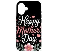 Happy Mother's Day Floral Cœurs Couronne Fleurie Maman Coque pour iPhone 16