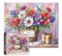 Happy Mother's Day Puzzles 1000 pièces pour adultes, familles (MOM, fleurs, oiseaux, cadeaux) Pièces s'emboîtent parfaitement 19,7 x 27,6 pouces Maman Memorial Days Encadré Magic Puzzle Art
