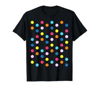 Happy Multicolore à Pois Arc-en-Ciel sur Fond Noir 2 Shapes Mania T-Shirt Graphique avec Valeur