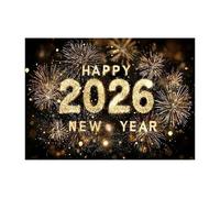 Happy New Year 2026-82x59 Inch Party Backdrop Banner, Large festive Photo Booth Decoration, Holiday Celebration Display Cloth | Memorable Countdown Event Styling For Indoor Outdoor Living Room Garag