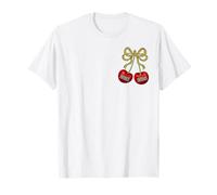 Happy New Year 2026 Cerises & Leopard Coquette Bow Femmes T-Shirt