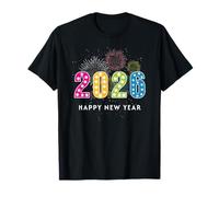 Happy New Year 2026 Family Party Fireworks Marquee Numbers T-Shirt
