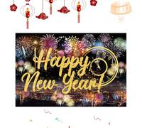 Happy New Year Banner,2D Print Golden Balloons Wall Sign | 39x59in New Year Party Decorations 2026 | for Graduation Prom, Holiday Party, Studio Props, Patio, Home, Apartment