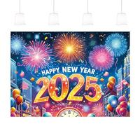 Happy New Year Decoration Banner, New Year’s Eve Backdrop 2025, Indoor Outdoor Gathering Banner, 82.6 X 59 inch Backdrop, New Year Celebration Decor, Holiday Decoration Banner