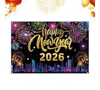 Happy New Year Decorations, 2026 Happy New Year Backdrop Sign, Party Holiday Decor for Home, Living Room, Garage, Yard, Porch, School, Office, Farmhouse, Photo Booth Celebration