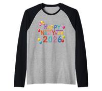 Happy New Year Party 2026 Ballon Familial Assorti pour Homme et Femme Manche Raglan