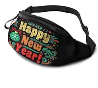 Happy New Year Sac de Taille avec Trou pour Casque Fanny Pack réglable Sling Pocket Unisex Running Belt Bag pour la randonnée Cyclisme Sports