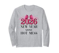 Happy New Year Same Hot Mess 2026 New Year Coquette Pink Bow Manche Longue